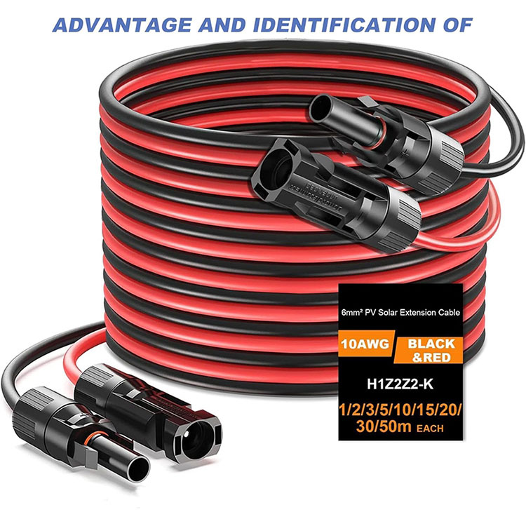 ቀጥታ የቀብር 10AWG የፀሐይ ማራዘሚያ ገመድ 50Ft